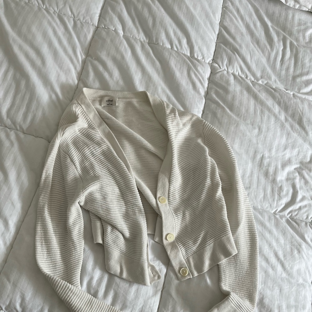 Aritzia white ribbed cardigan